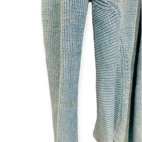 Eileen Fisher Blue Organic Linen Waterfall Open Cardigan Size Small - Picture 2 of 6